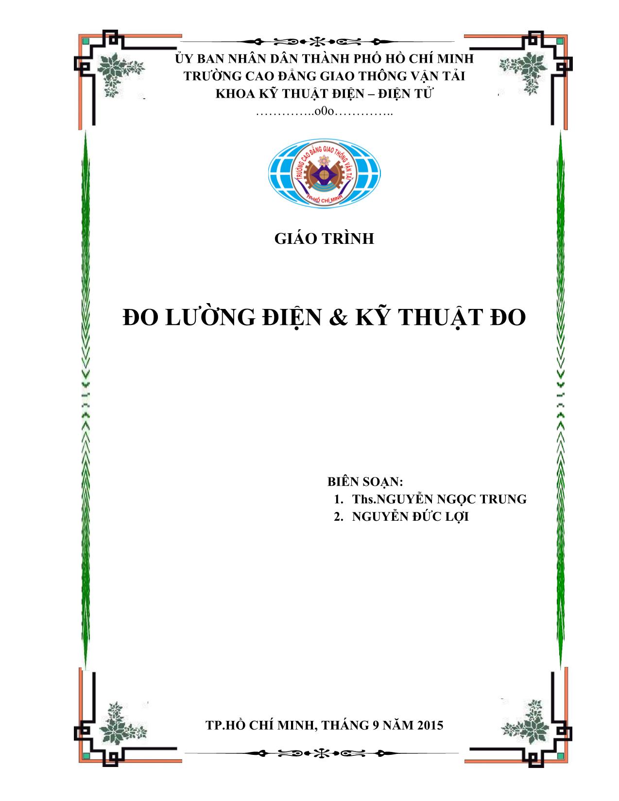 Giáo trình Đo lường điện và kỹ thuật đo (Phần 1) trang 1