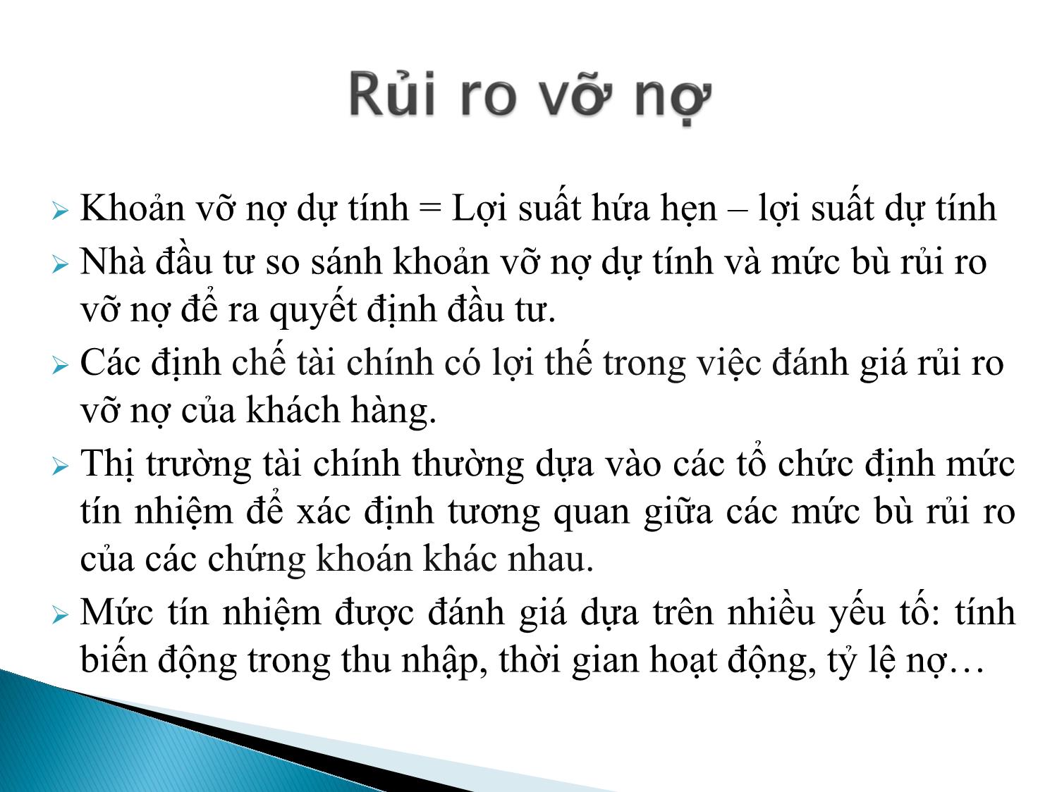 Bài giảng Định chế tài chính - Chương 3: Cấu trúc của lãi suất trang 6