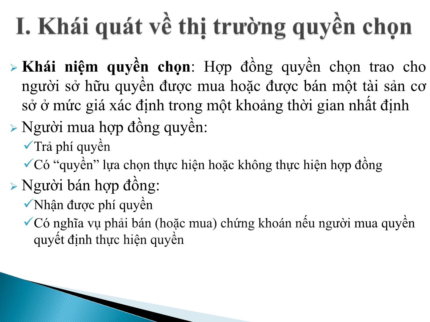 Bài giảng Định chế tài chính - Chương 10: Thị trường quyền chọn trang 3