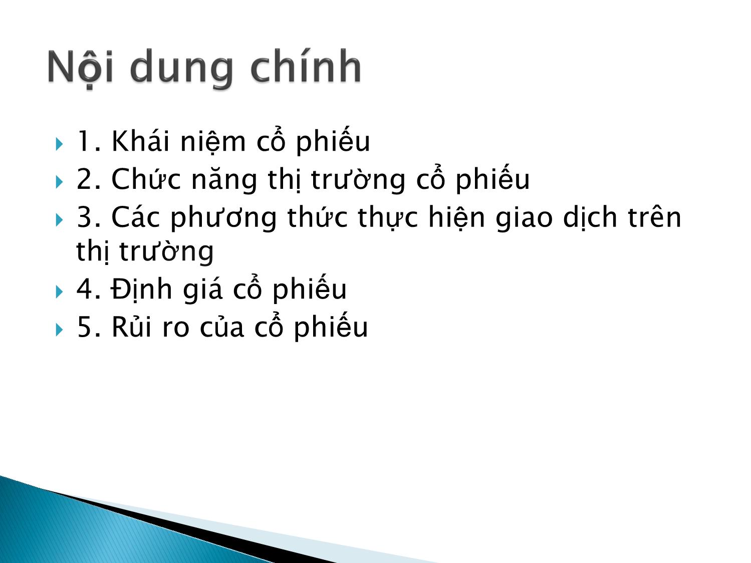 Bài giảng Định chế tài chính - Chương 8: Thị trường cổ phiếu trang 2