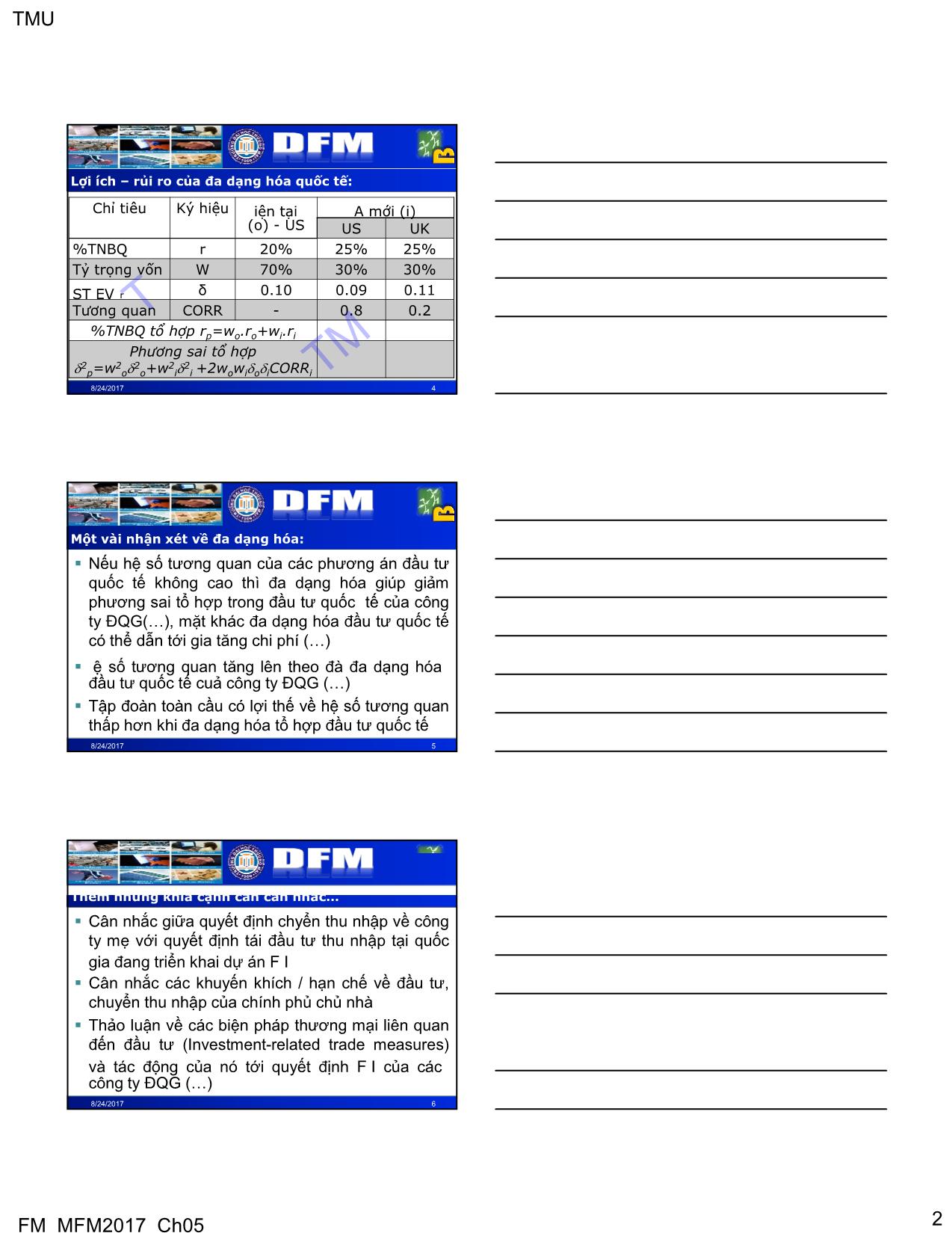 Bài giảng Quản trị tài chính công ty đa quốc gia - Chương 5: Đầu tư nước ngoài của công ty đa quốc gia trang 2