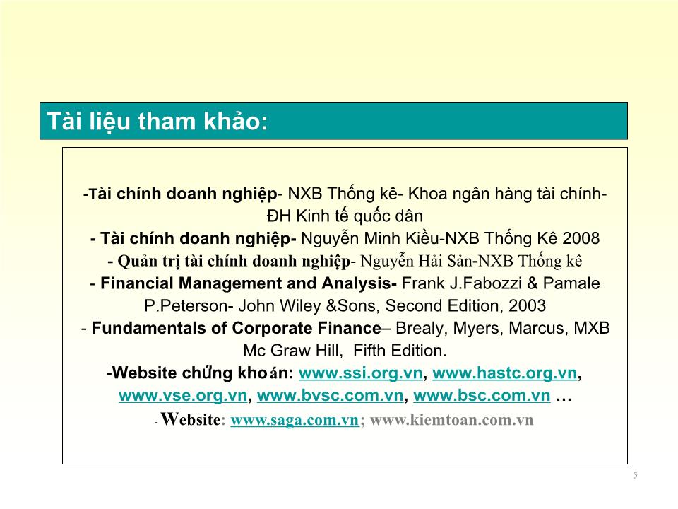 Bài giảng Quản trị tài chính - Chương 1: Tổng quan về quản trị tài chính doanh nghiệp - Nguyễn Thị Doan trang 5