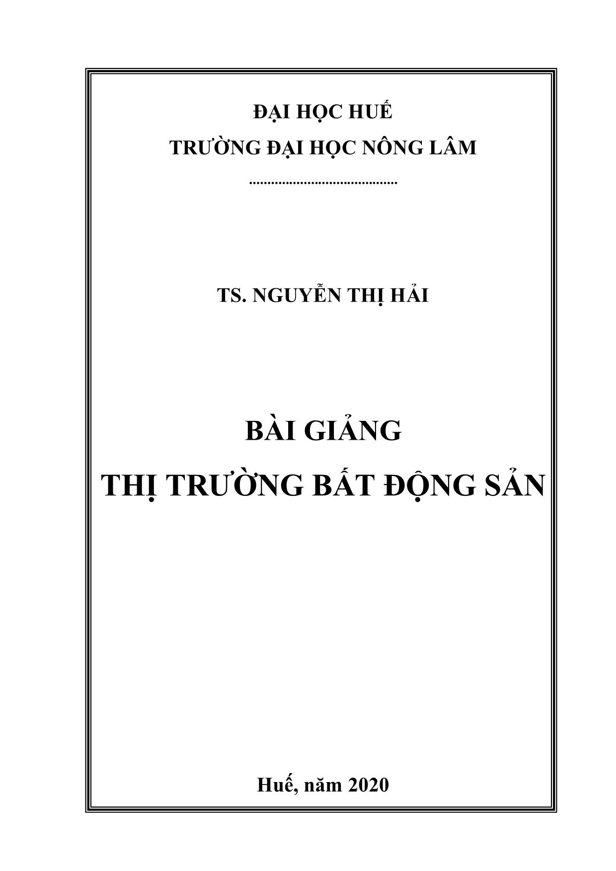 Giáo trình Thị trường bất động sản trang 1