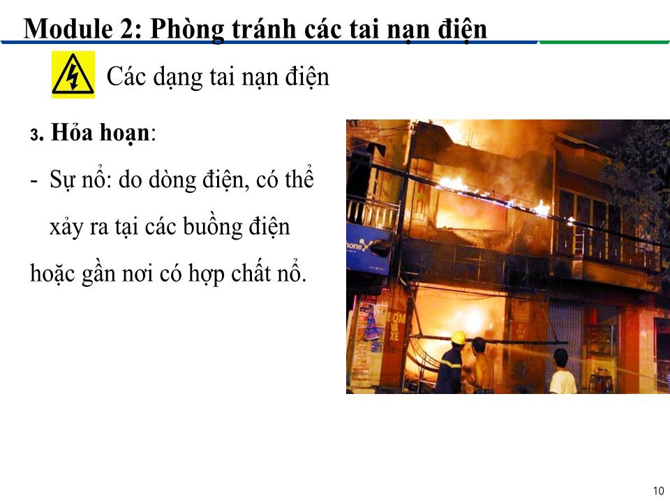 Bài giảng Module 2: Phòng tránh các tai nạn điện - Bài 3: Các dạng tai nạn điện trang 10