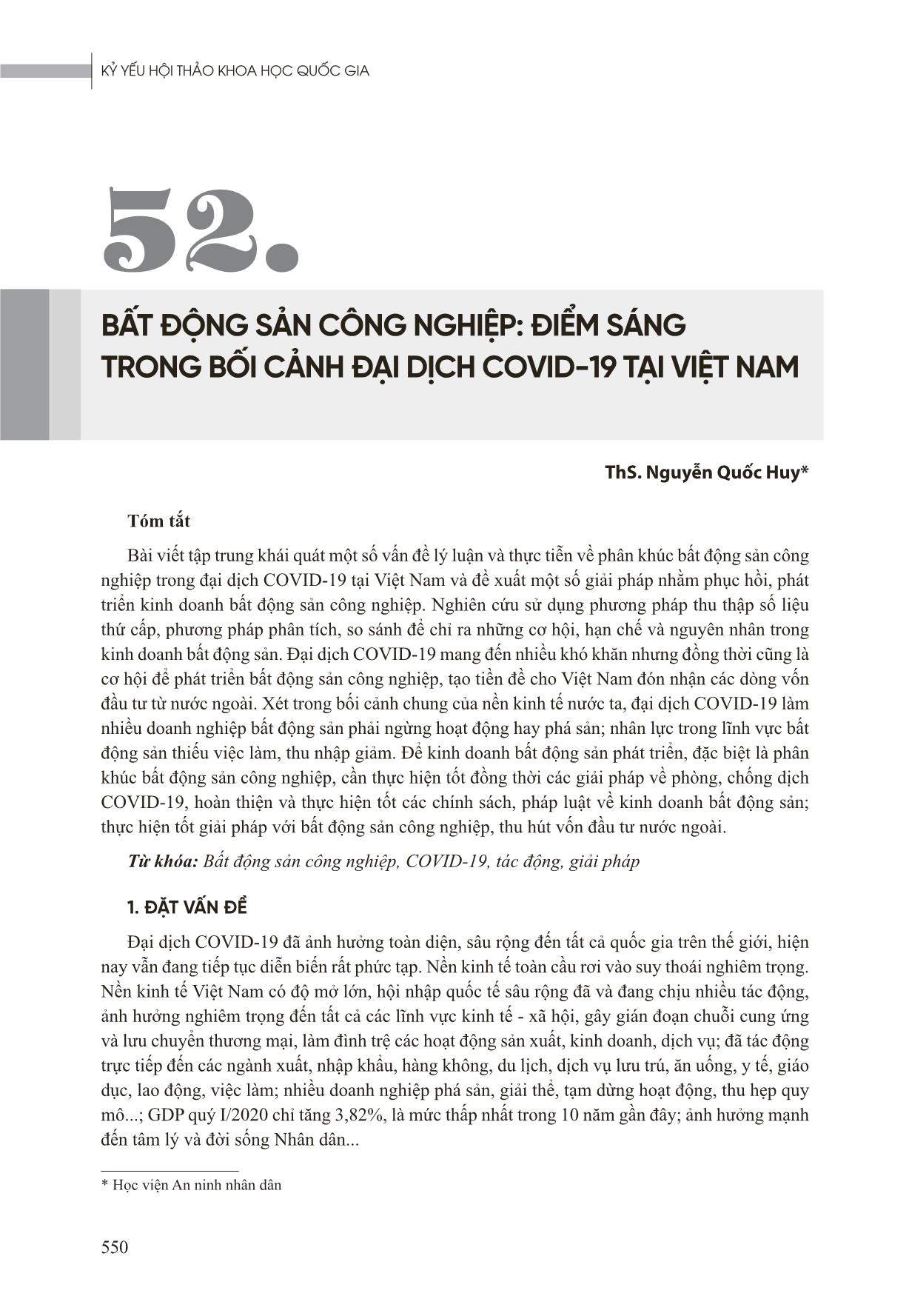 Bất động sản công nghiệp: Điểm sáng trong bối cảnh đại dịch Covid-19 tại Việt Nam trang 1