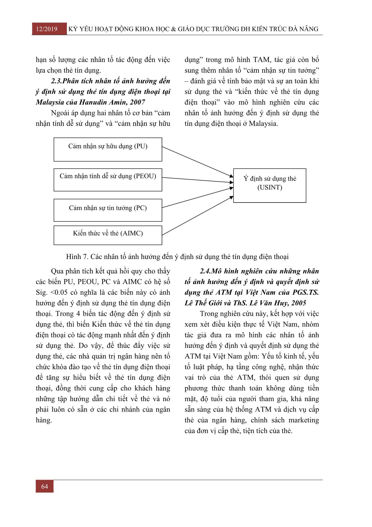Các mô hình lý thuyết và các nghiên cứu thực nghiệm về các nhân tố ảnh hưởng đến việc chấp nhận sử dụng thẻ thanh toán trang 7