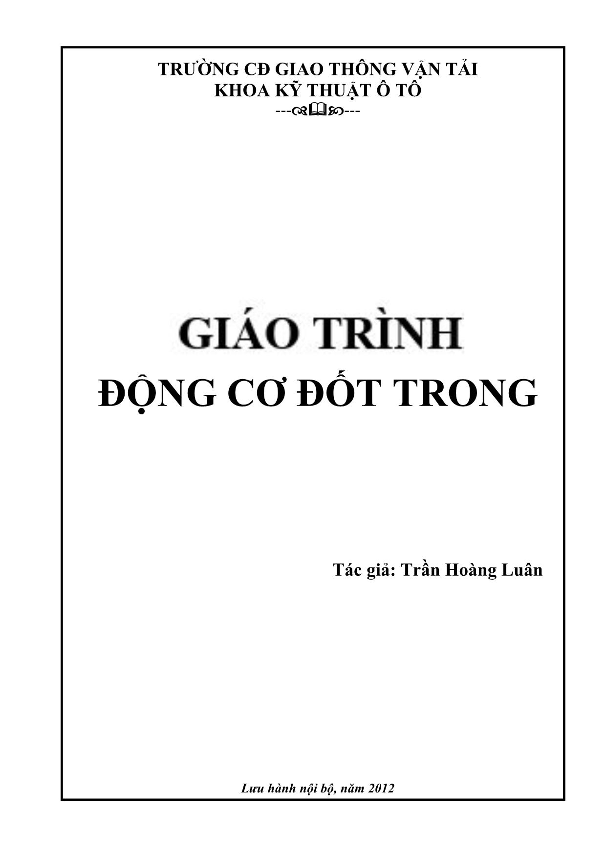 Giáo trình Động cơ đốt trong trang 1