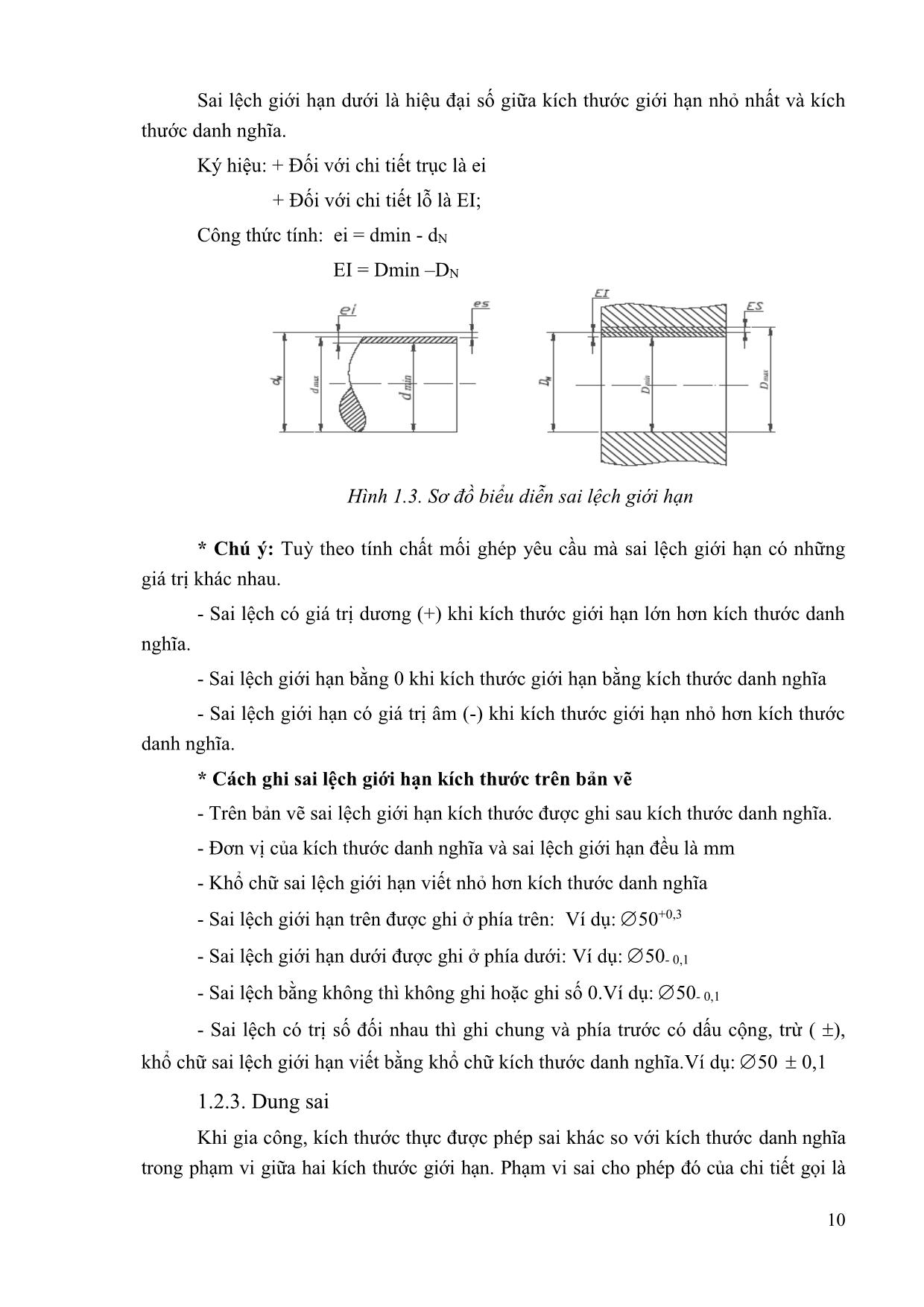 Giáo trình Cơ điện nông thôn - Dung sai lắp ghép và đo lường kỹ thuật trang 10