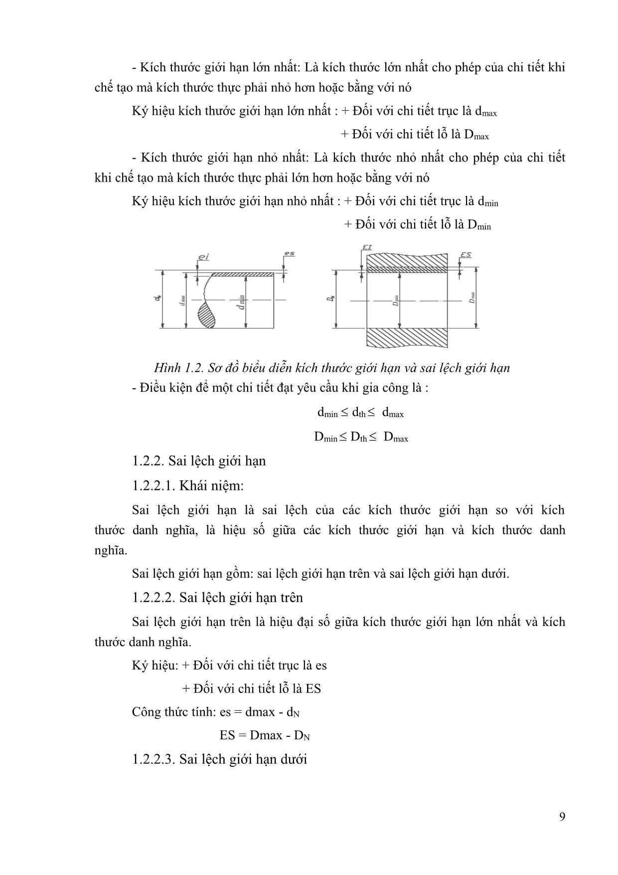 Giáo trình Cơ điện nông thôn - Dung sai lắp ghép và đo lường kỹ thuật trang 9