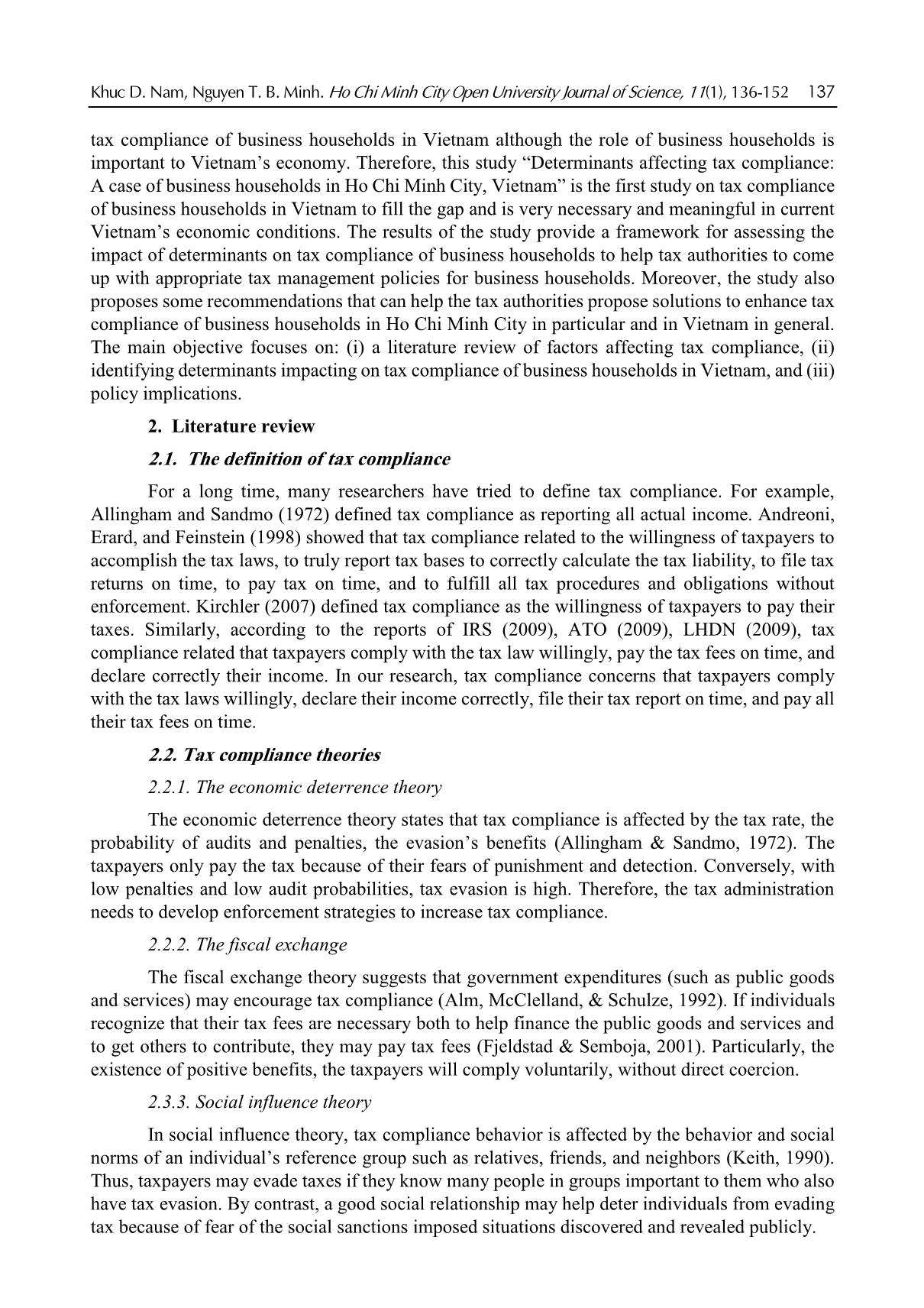 Determinants affecting tax compliance: A case of business households in Ho Chi Minh City, Vietnam trang 2