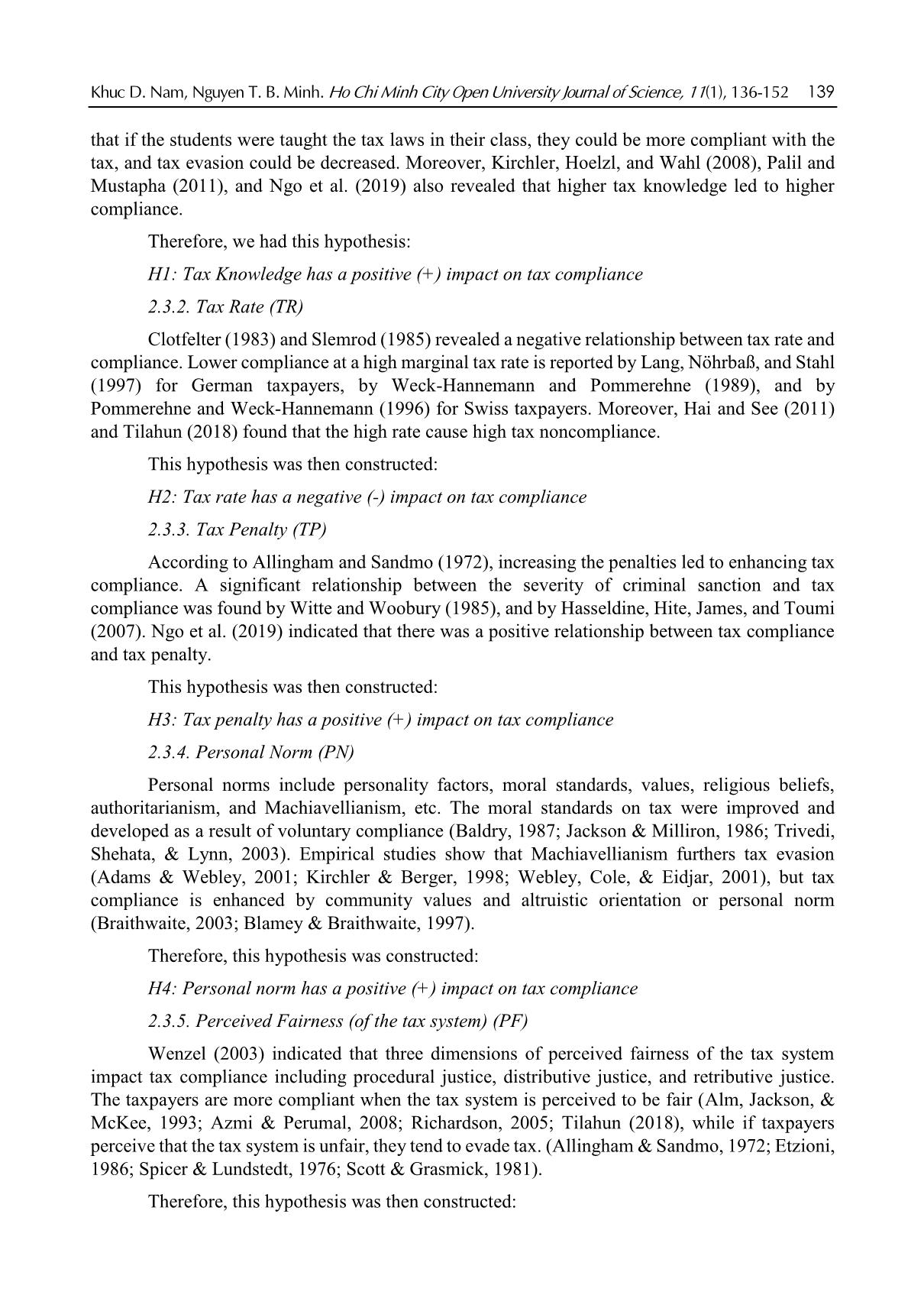 Determinants affecting tax compliance: A case of business households in Ho Chi Minh City, Vietnam trang 4