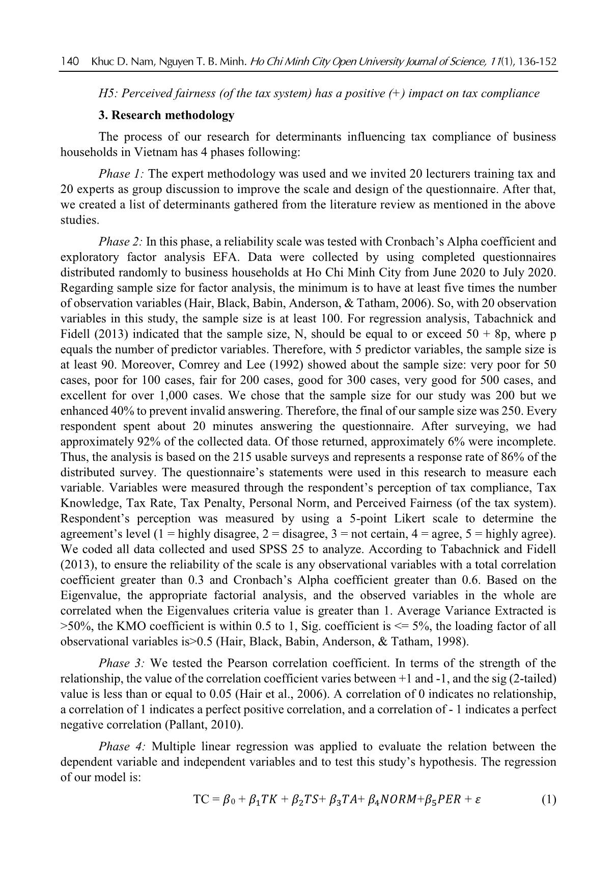 Determinants affecting tax compliance: A case of business households in Ho Chi Minh City, Vietnam trang 5