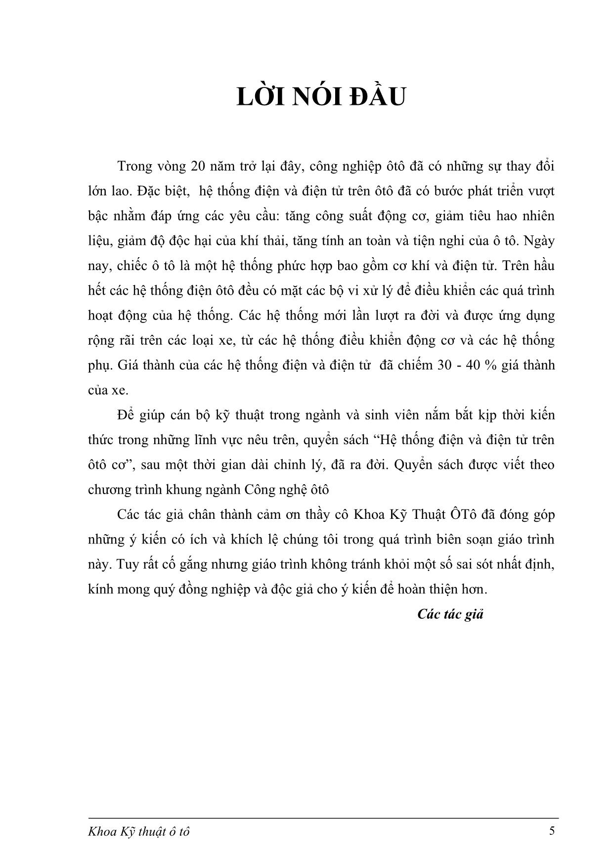 Giáo trình Hệ thống điện điện tử trên ô tô trang 5