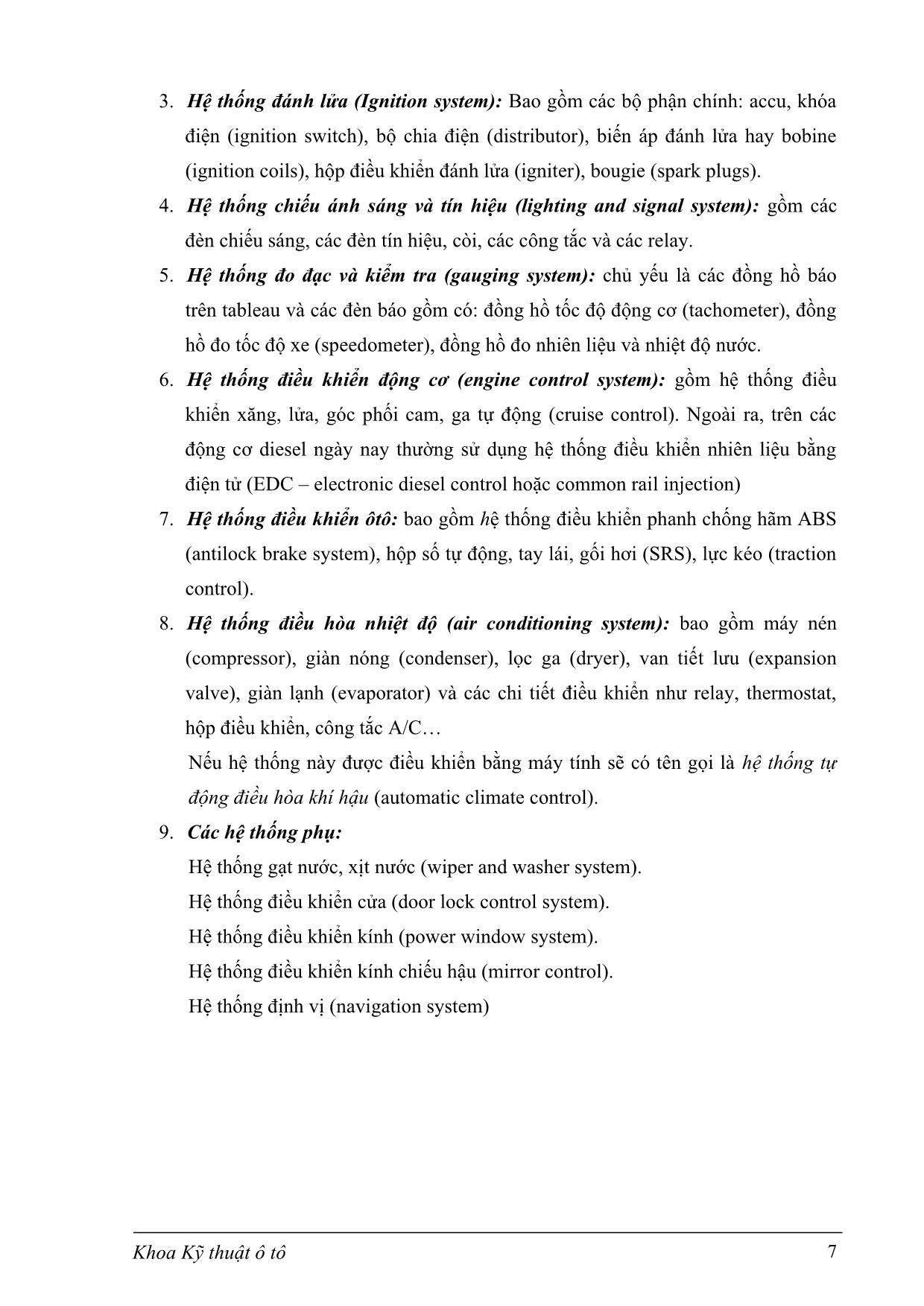 Giáo trình Hệ thống điện điện tử trên ô tô trang 7