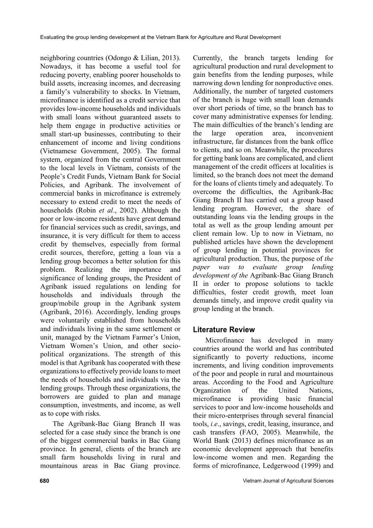 Evaluating the group lending development at the Viet Nam bank for agriculture and rural development: A case study in Bac Giang branch ii trang 2