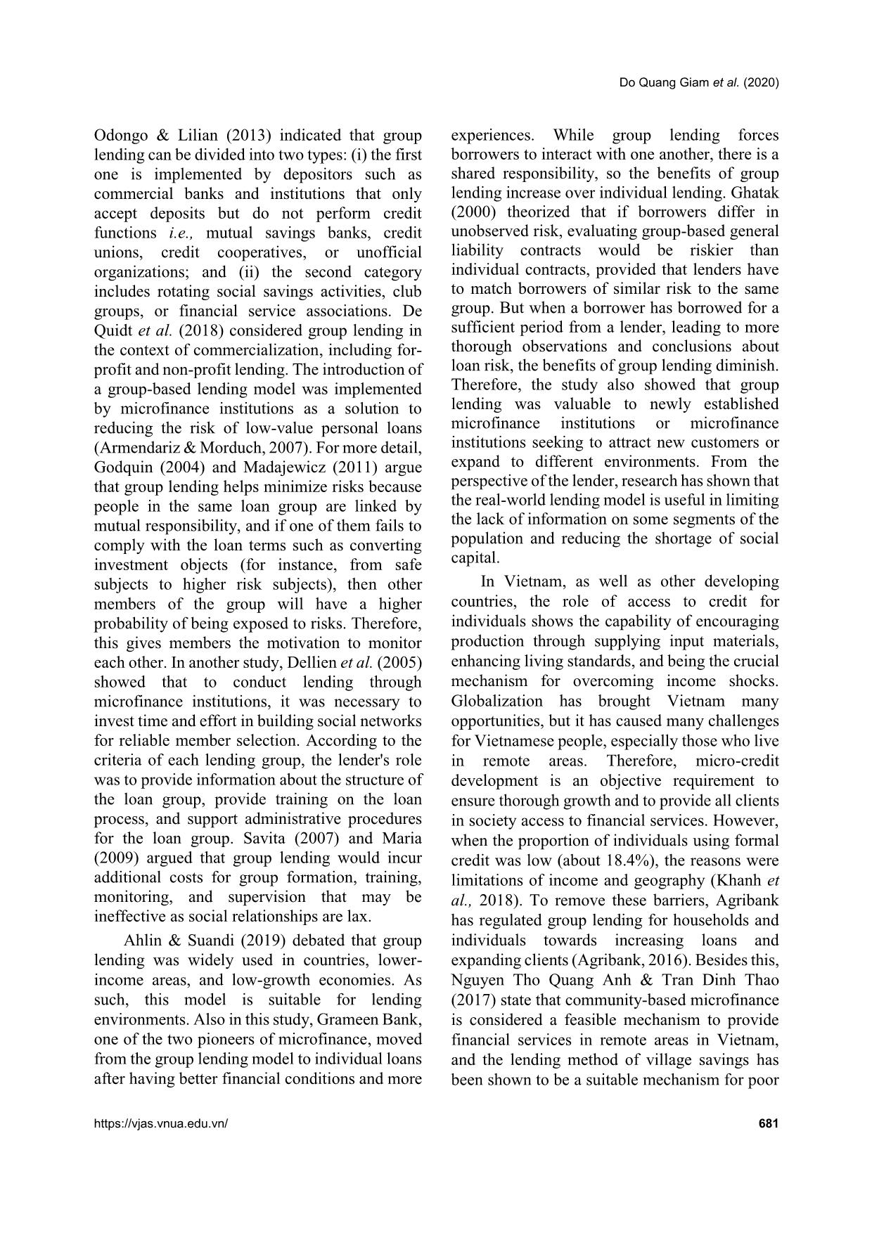 Evaluating the group lending development at the Viet Nam bank for agriculture and rural development: A case study in Bac Giang branch ii trang 3