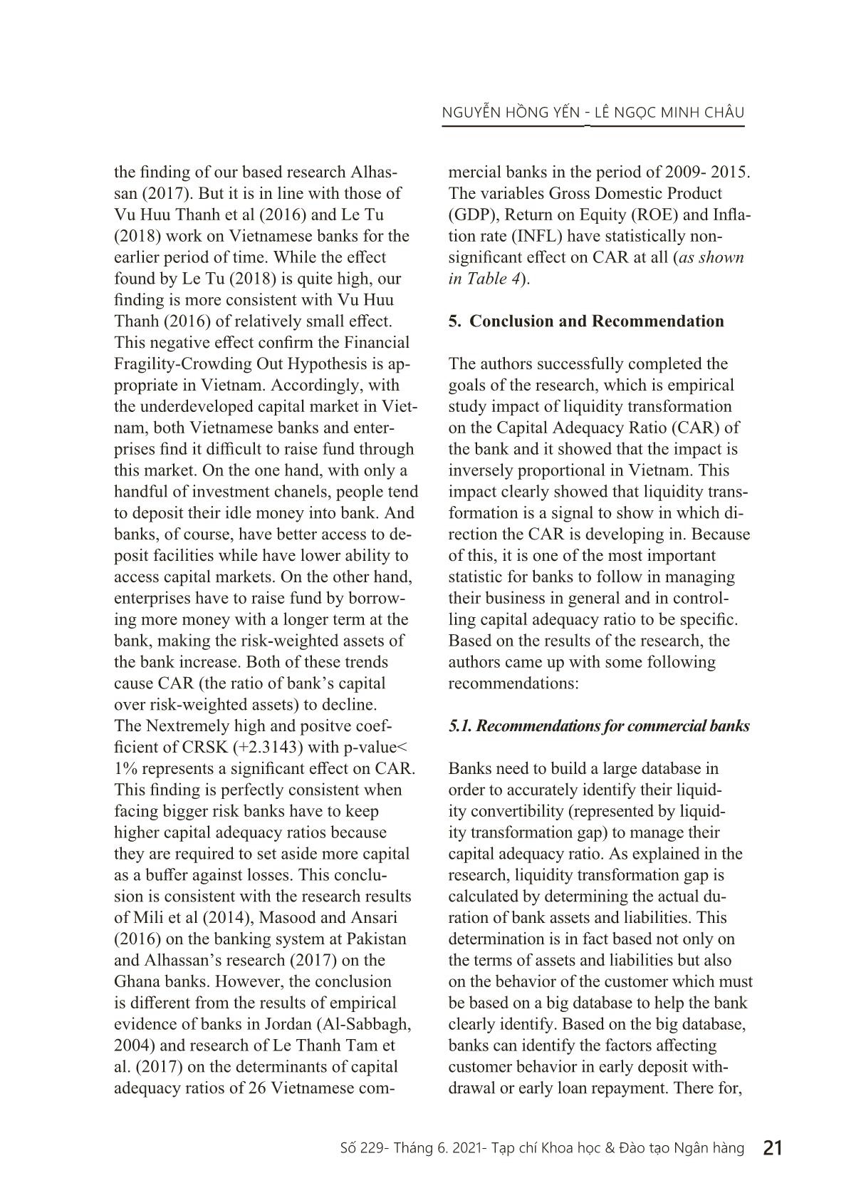 Impact of liquidity transformation to Vietnamese commercial banks adequacy ratio trang 10