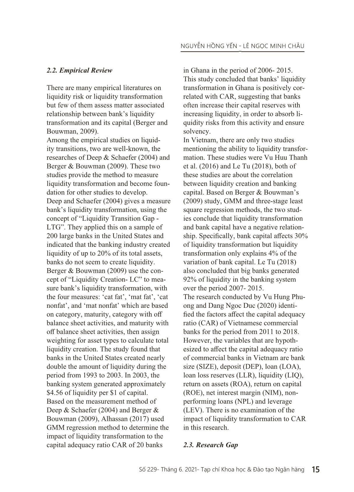 Impact of liquidity transformation to Vietnamese commercial banks adequacy ratio trang 4