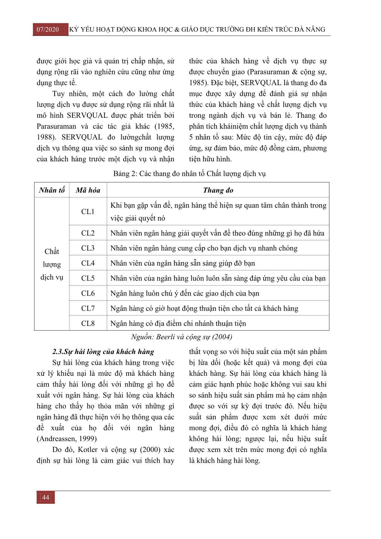 Mối quan hệ giữa chất lượng dịch vụ, sự hài lòng và lòng trung thành của khách hàng cá nhân trong ngành ngân hàng đối với việc xử lý khiếu nại của khách hàng trang 3