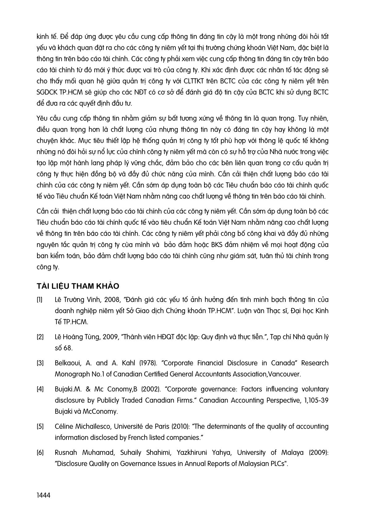 Mối quan hệ giữa quản trị công ty với chất ượng thông tin trên báo cáo tài chính của các công ty niêm yết trên sàn chứng khoán thành phố Hồ Chí Minh trang 5