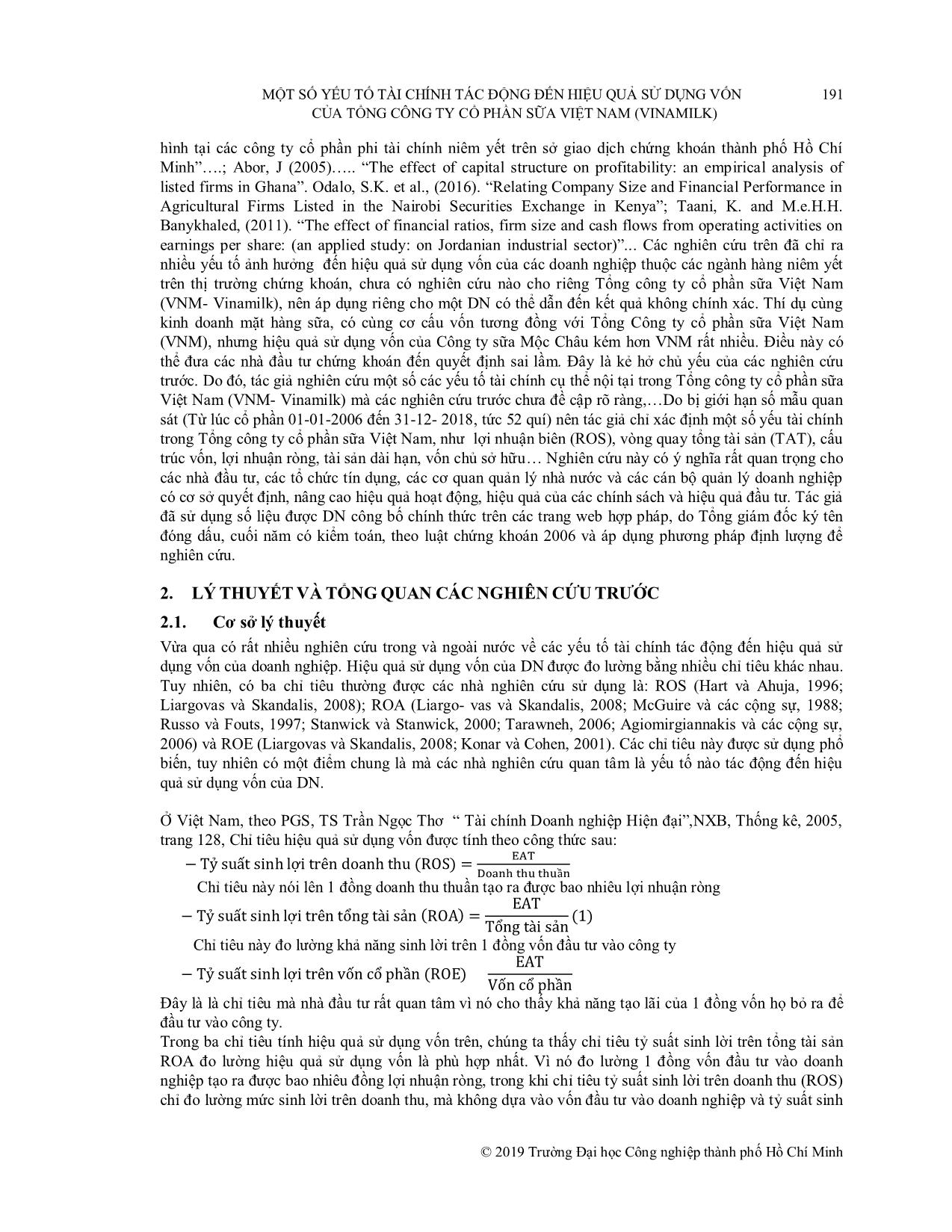 Một số yếu tố tài chính tác động đến hiệu quả sử dụng vốn của tổng công ty Cổ phần sữa Việt Nam (Vinamilk) trang 2