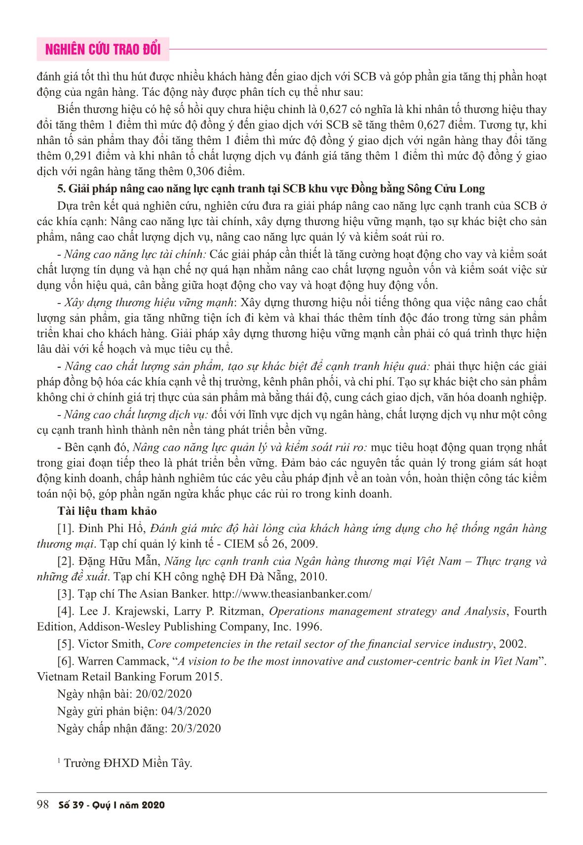 Nghiên cứu giải pháp nâng cao năng lực cạnh tranh của ngân hàng thương mại Cổ phần Sài Gòn khu vực Tây Nam Bộ trang 8