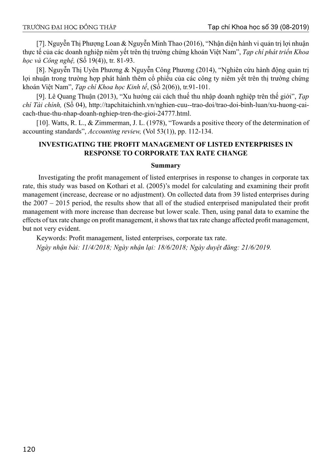 Nghiên cứu hành vi điều chỉnh lợi nhuận của các doanh nghiệp niêm yết trong trường hợp thay đổi thuế suất thuế thu nhập doanh nghiệp trang 9