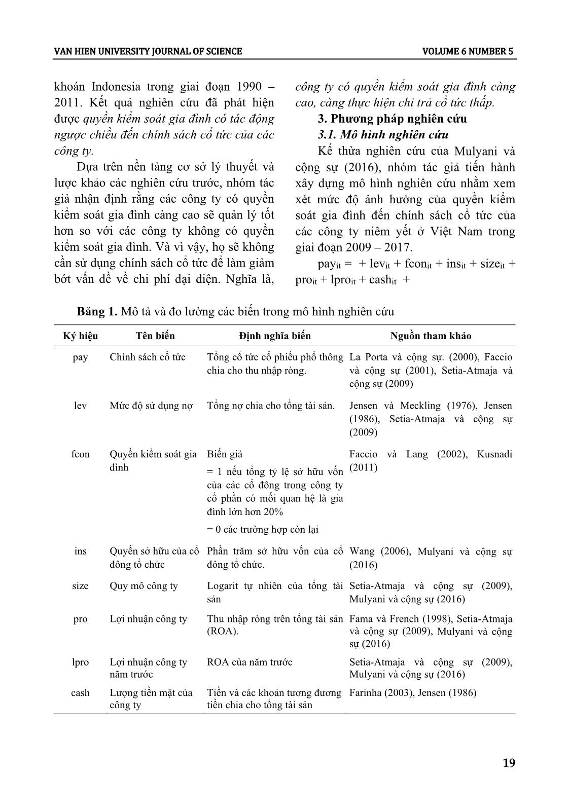 Quyền kiểm soát gia đình và chính sách cổ tức: Bằng chứng từ các doanh nghiệp niêm yết Việt Nam trang 4