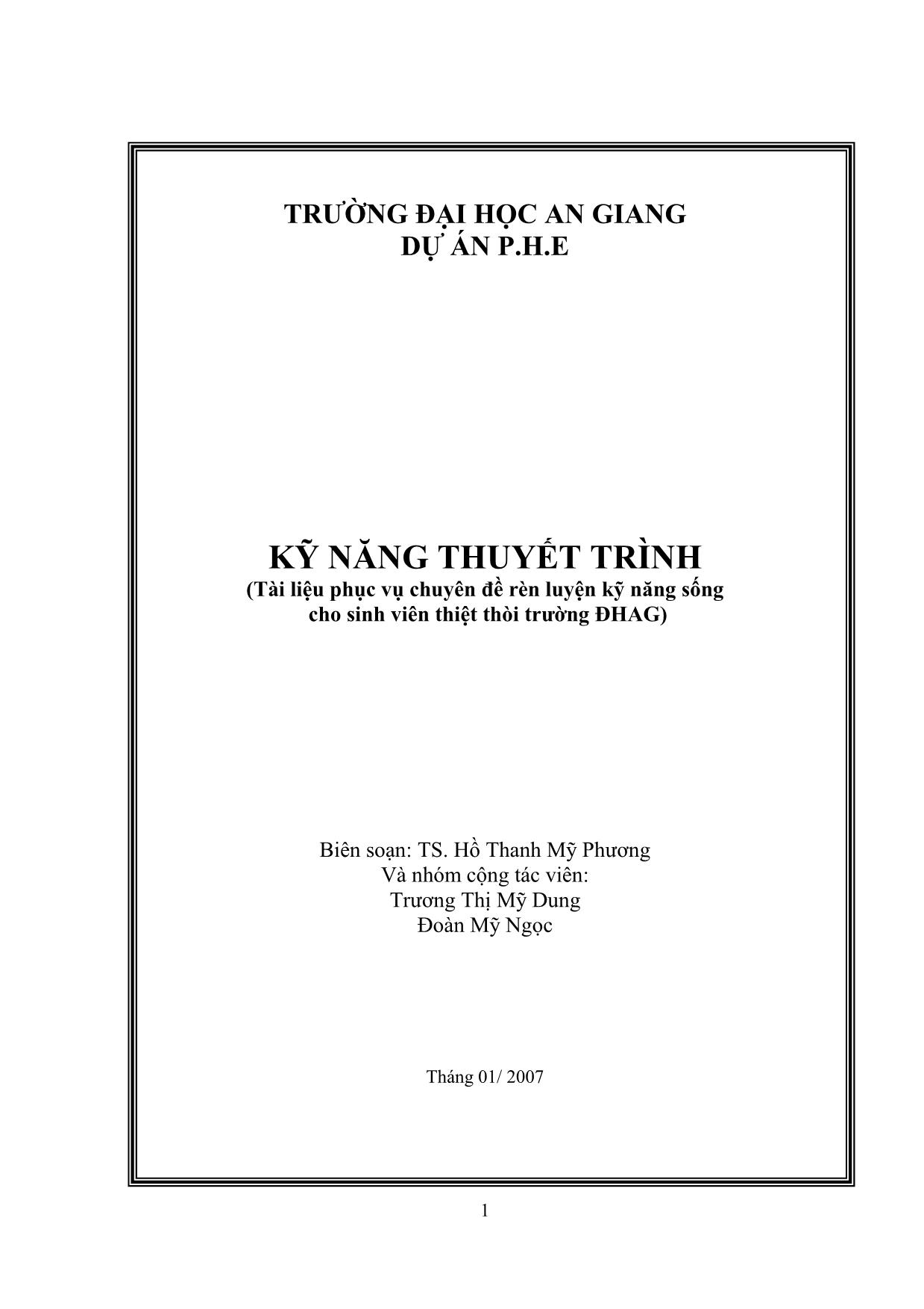 Giáo trình Kỹ năng thuyết trình trang 1