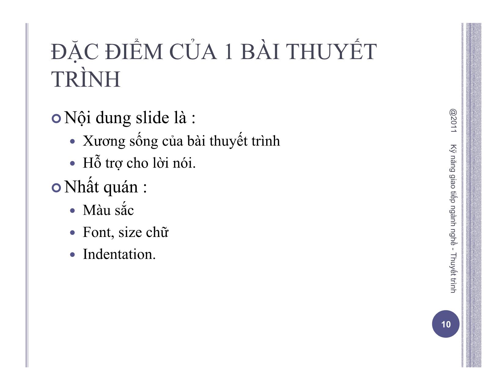 Bài giảng môn Kỹ năng thuyết trình (Bản hay) trang 10