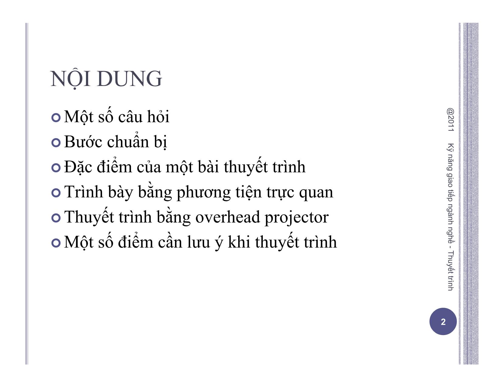 Bài giảng môn Kỹ năng thuyết trình (Bản hay) trang 2