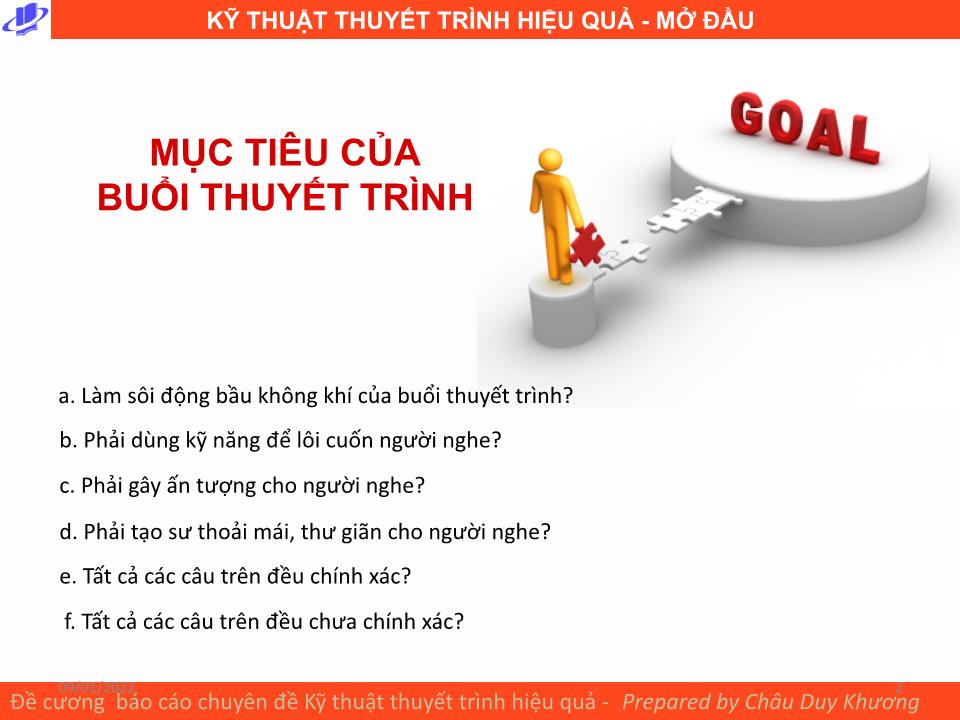 Bài giảng Kỹ thuật thuyết trình hiệu quả trang 2