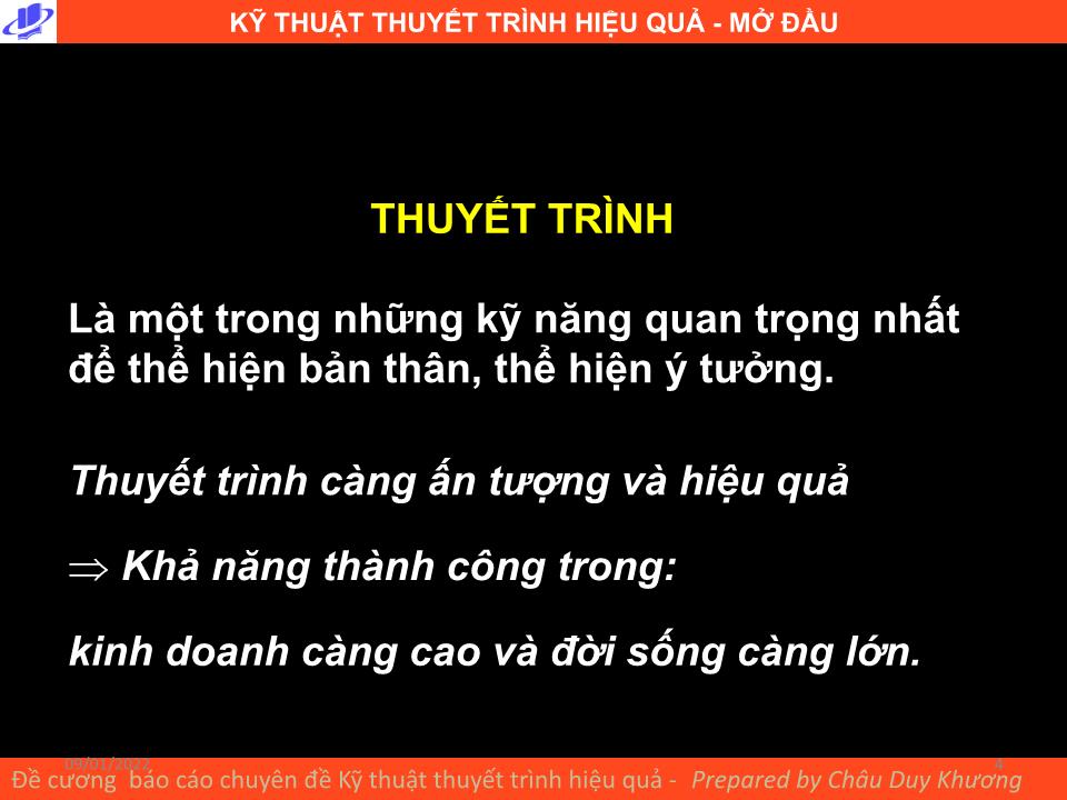 Bài giảng Kỹ thuật thuyết trình hiệu quả trang 4