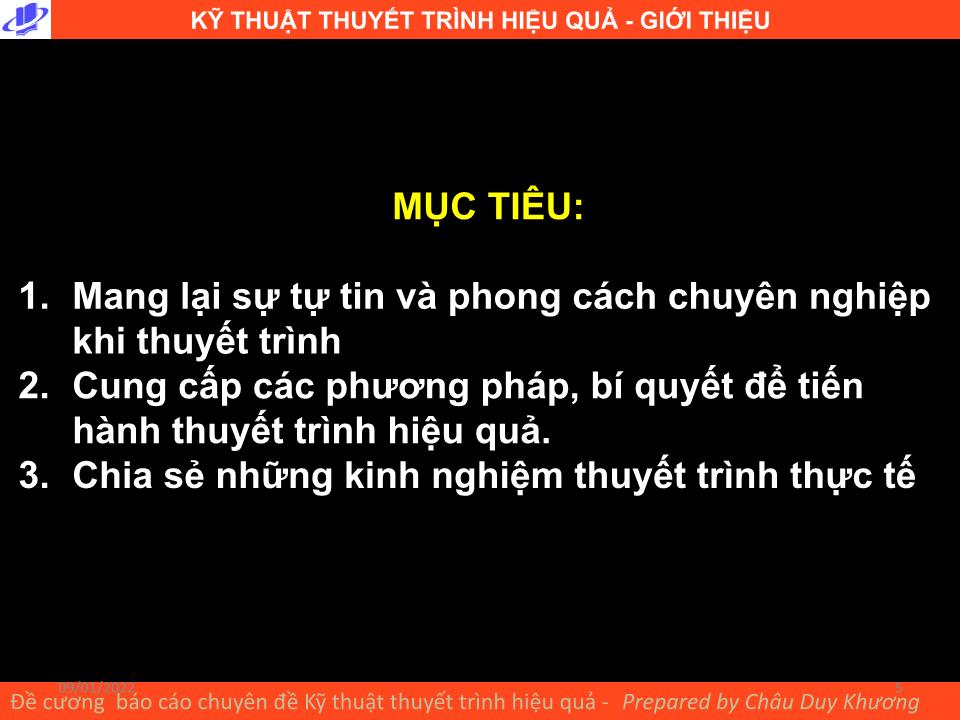 Bài giảng Kỹ thuật thuyết trình hiệu quả trang 5