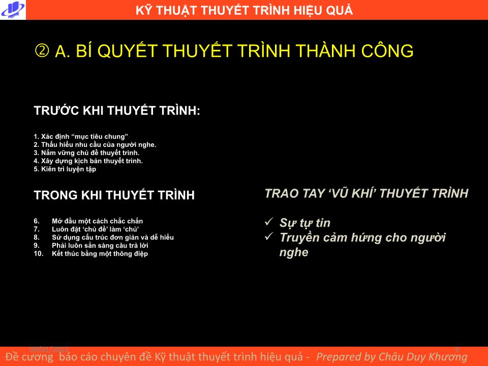 Bài giảng Kỹ thuật thuyết trình hiệu quả trang 9