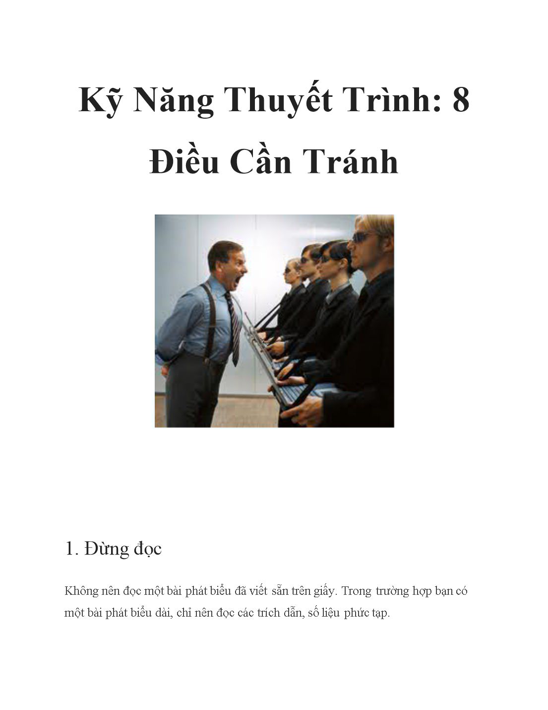 Kỹ năng thuyết trình: 8 điều cần tránh trang 1