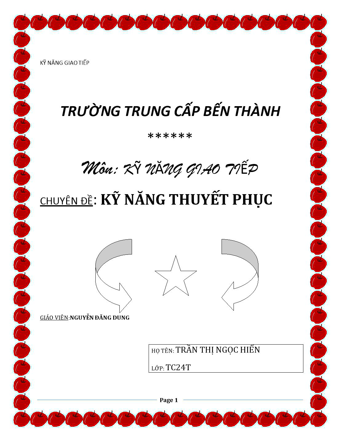 Chuyên đề Kỹ năng thuyết phục - Trần Thị Ngọc Hiển trang 1