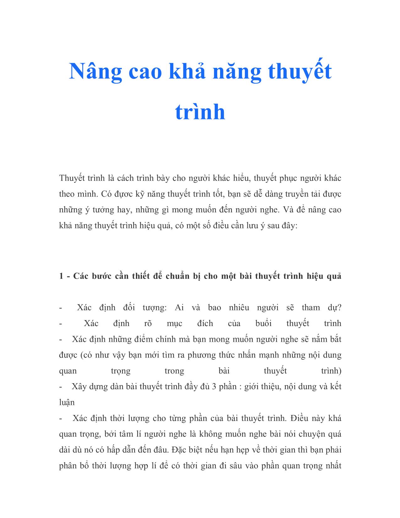 Nâng cao khả năng thuyết trình trang 1