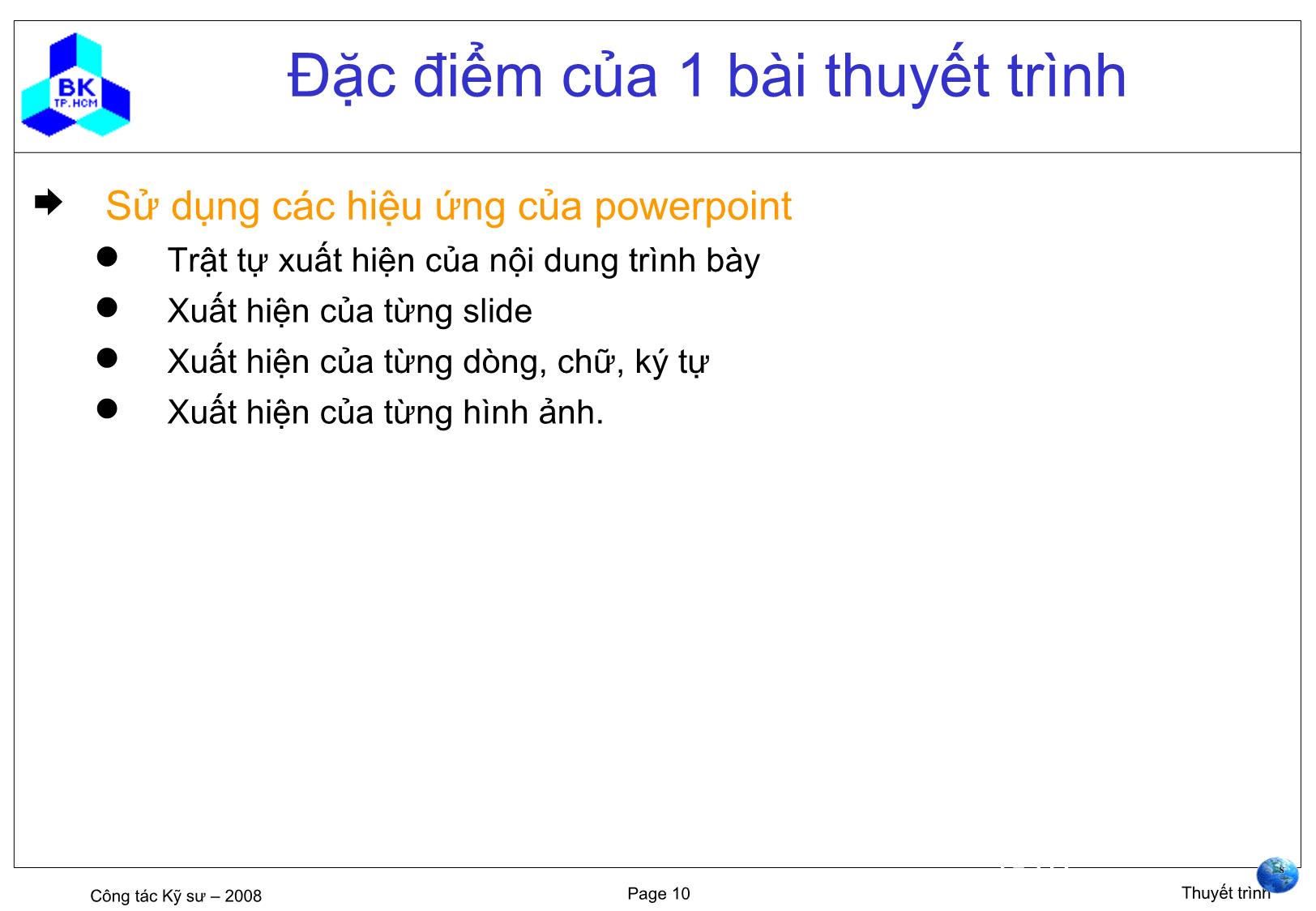 Bài giảng môn Thuyết trình (Bản mới) trang 10