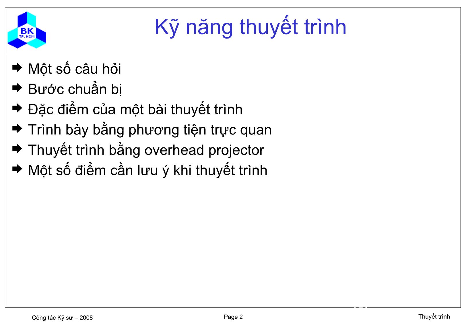 Bài giảng môn Thuyết trình (Bản mới) trang 2