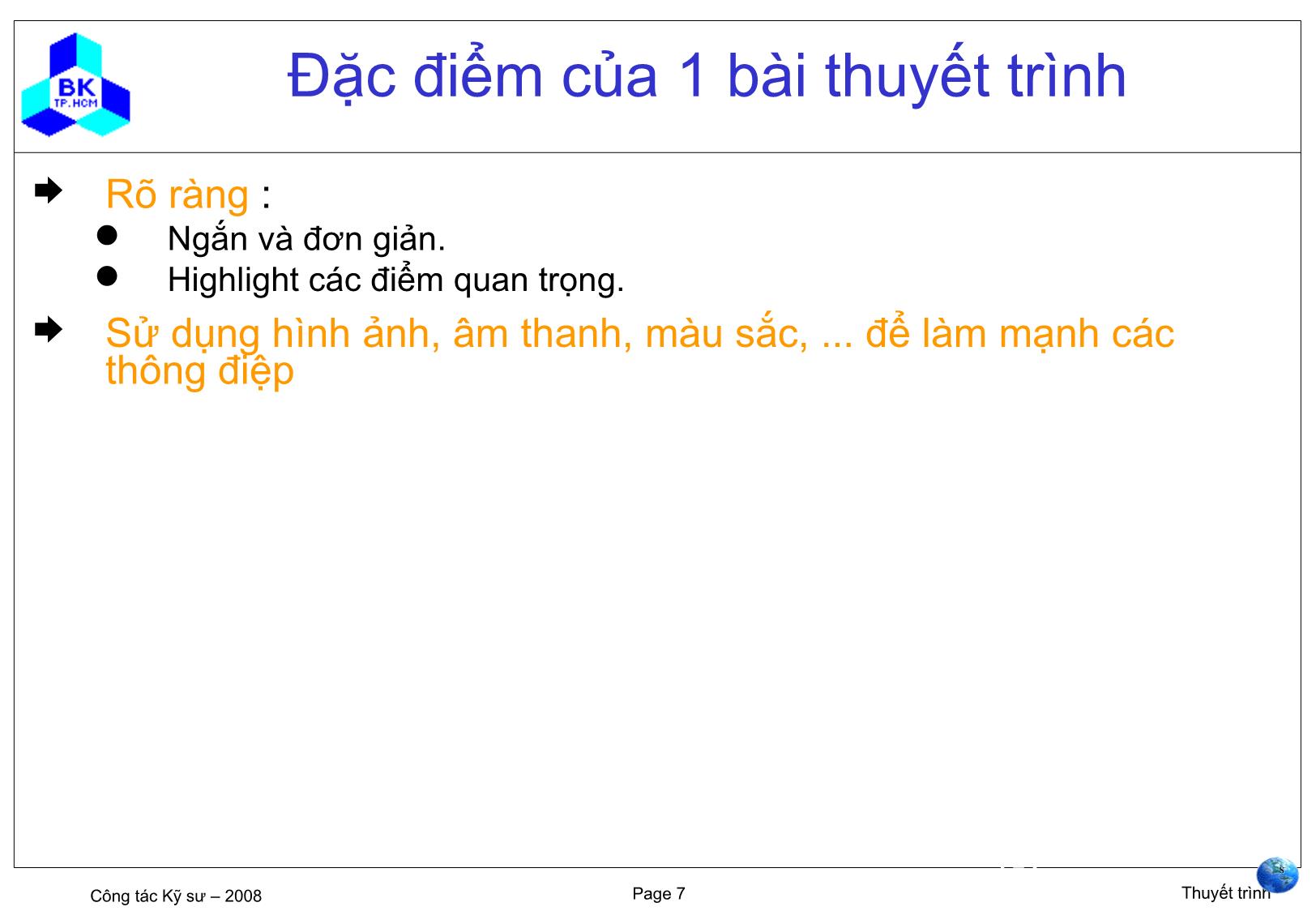 Bài giảng môn Thuyết trình (Bản mới) trang 7