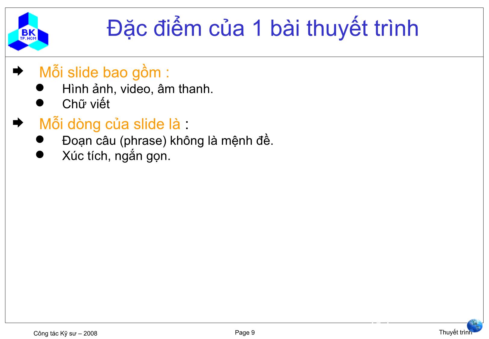 Bài giảng môn Thuyết trình (Bản mới) trang 9