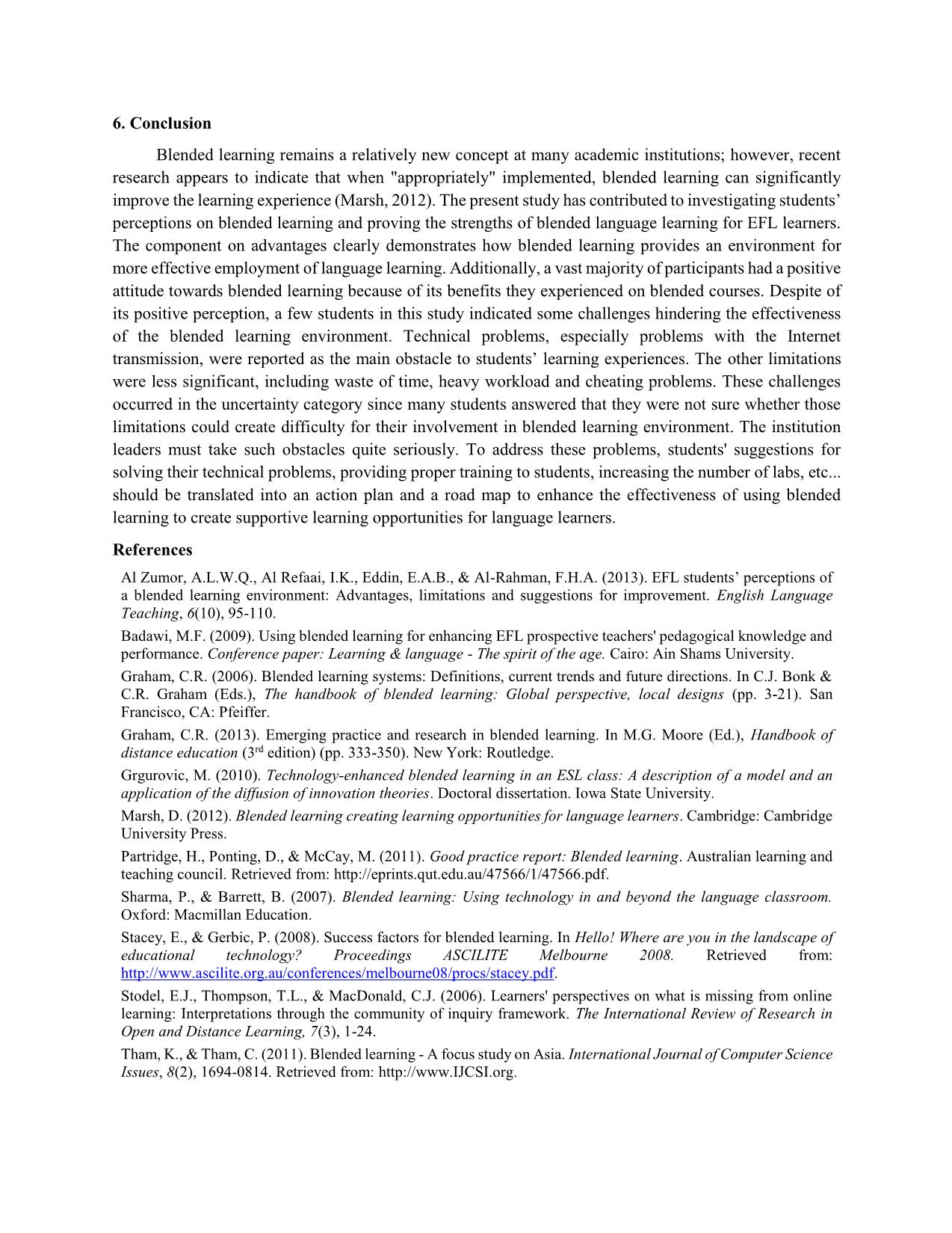 An investigation into efl students’ perception of blended learning at university of foreign languages, Hue university trang 10