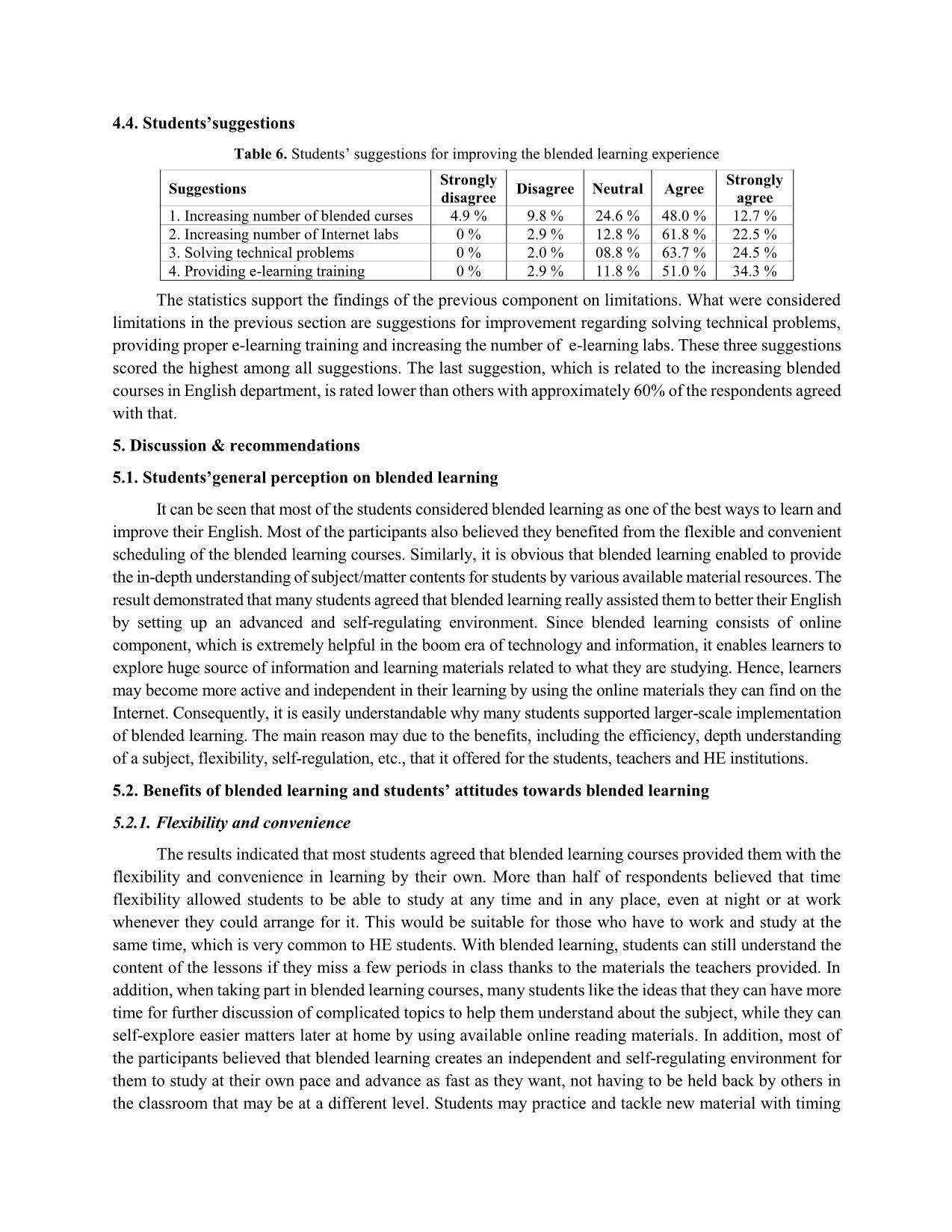 An investigation into efl students’ perception of blended learning at university of foreign languages, Hue university trang 7