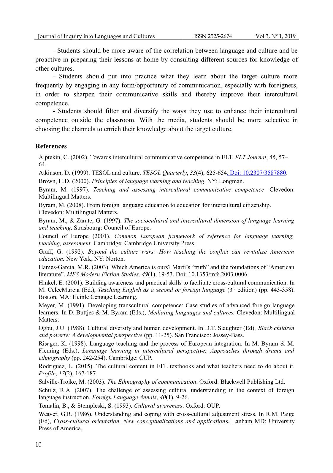 Cultural elements and their potentials to develop students’ intercultural competence: a survey on english textbooks used in classes of language skills at university of foreign languages, Hue university trang 10