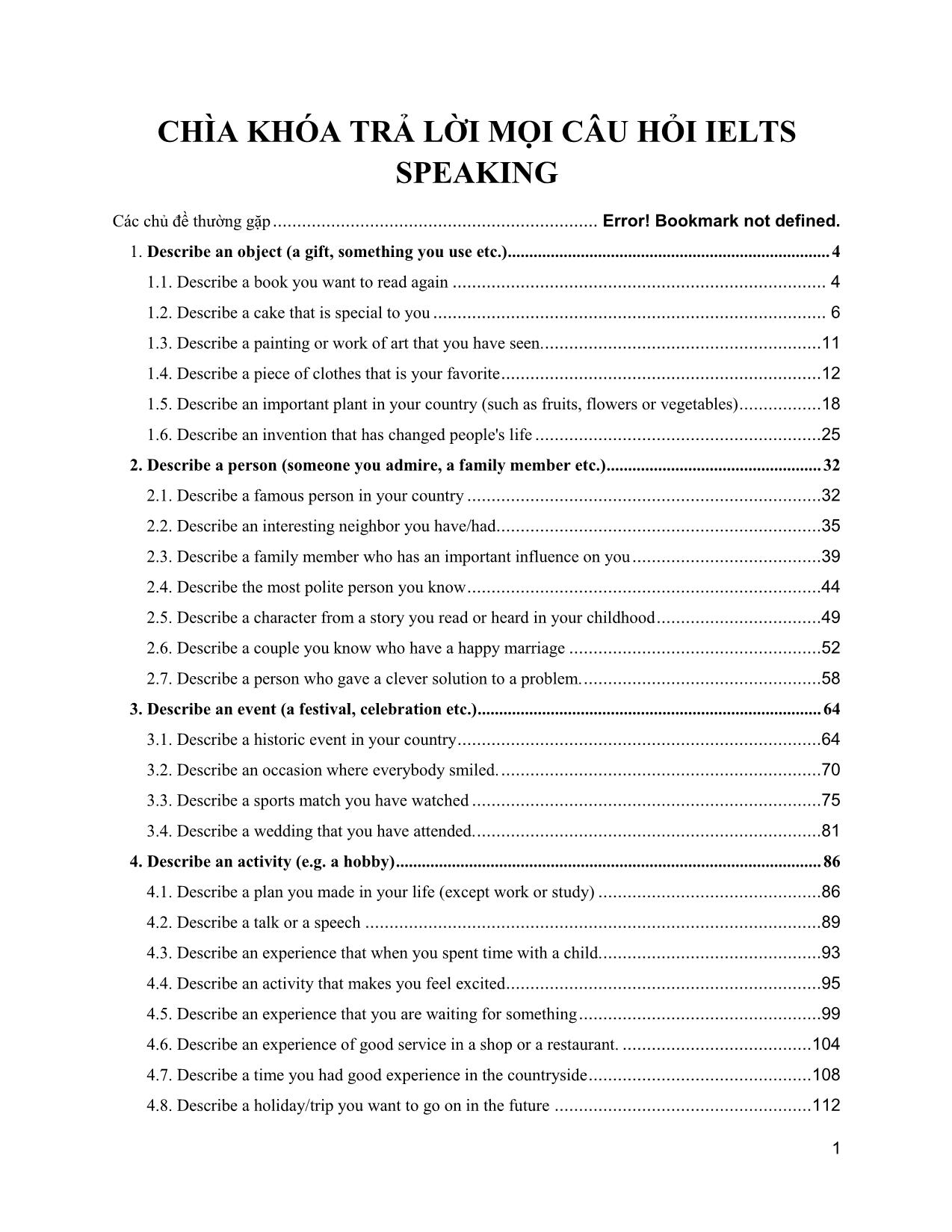 Chìa khóa trả lời mọi câu hỏi Ielts Speaking trang 1