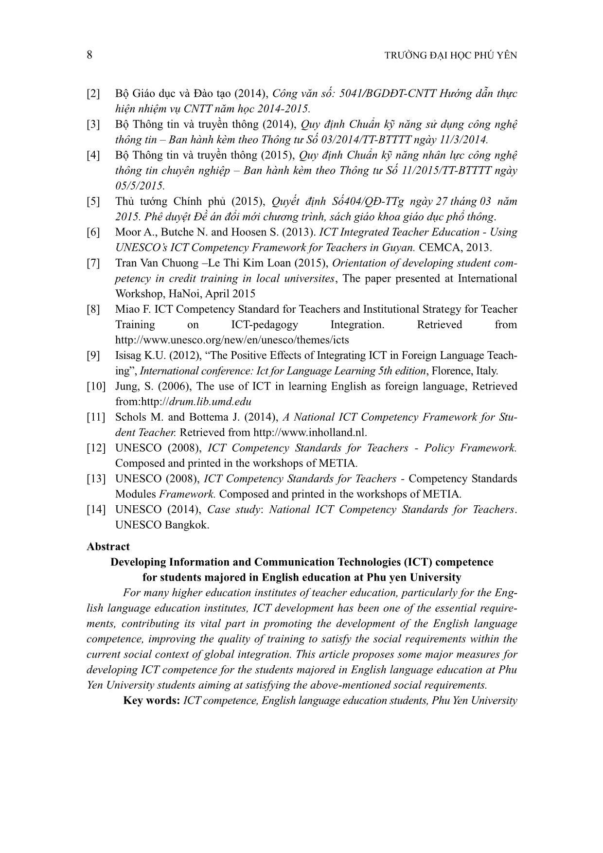 Phát triển năng lực công nghệ thông tin và truyền thông cho sinh viên ngành sư phạm tiếng Anh ở trường đại học Phú Yên trang 8