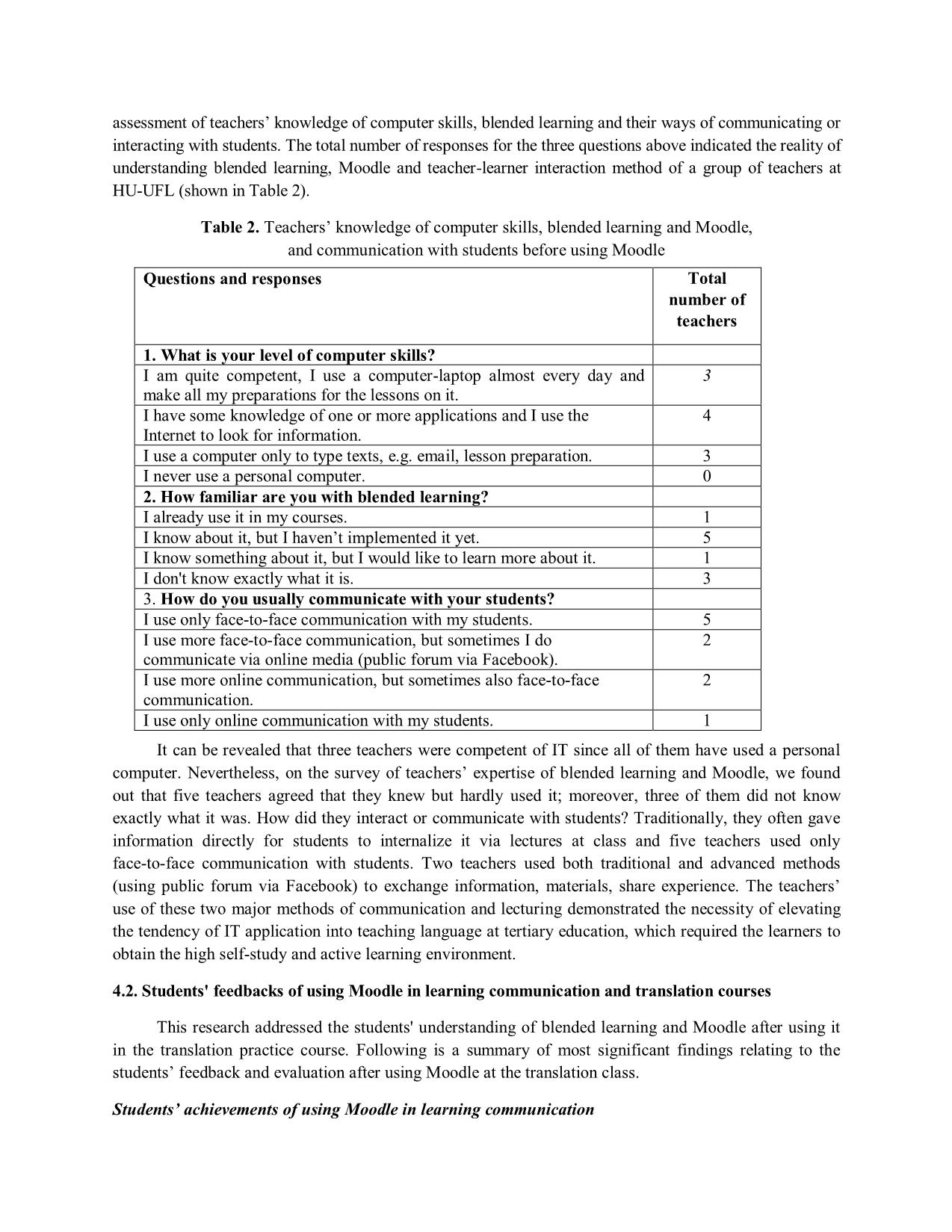 Teaching translation modules using moodle: A quantitative research at university of foreign languages, Hue university trang 7