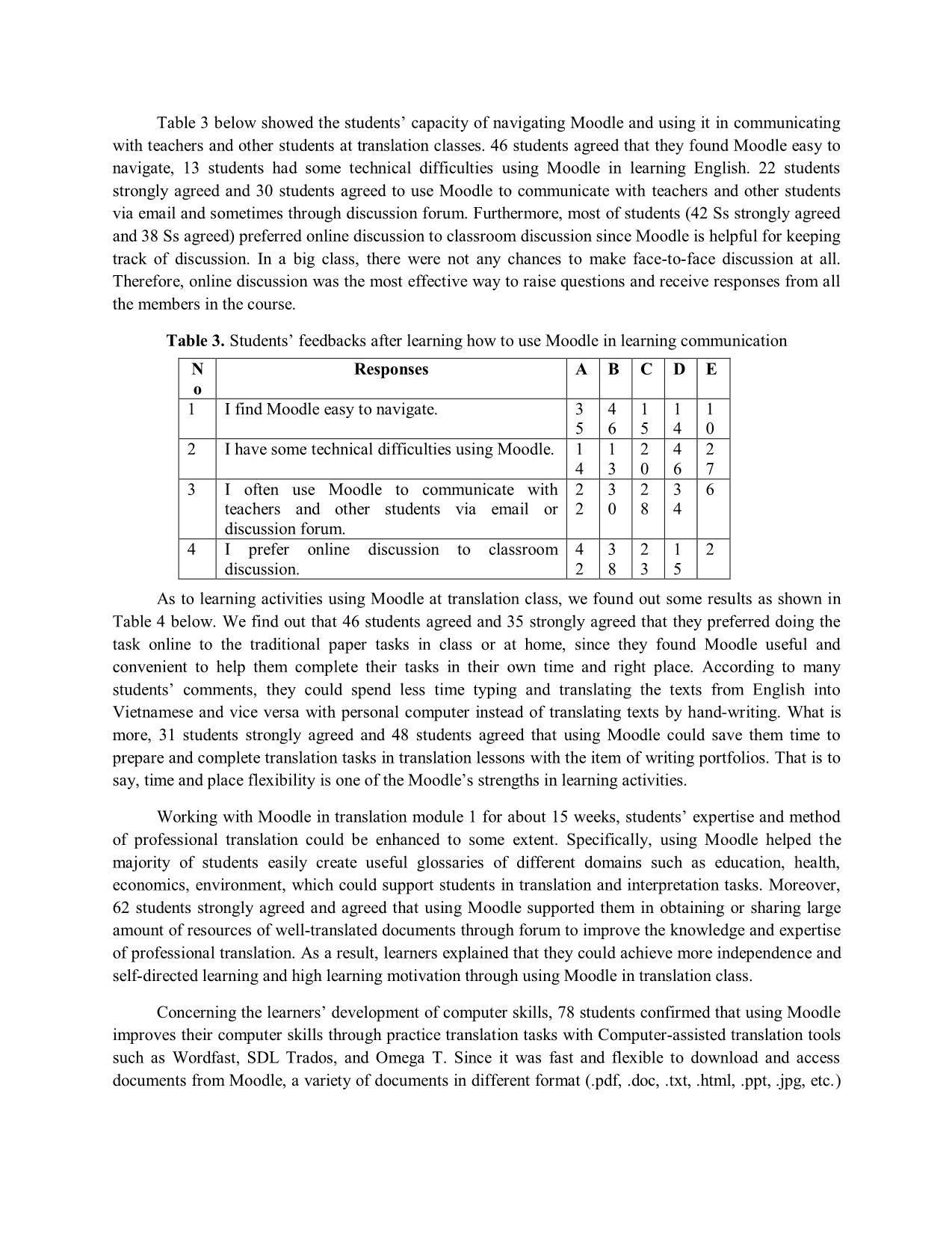 Teaching translation modules using moodle: A quantitative research at university of foreign languages, Hue university trang 8