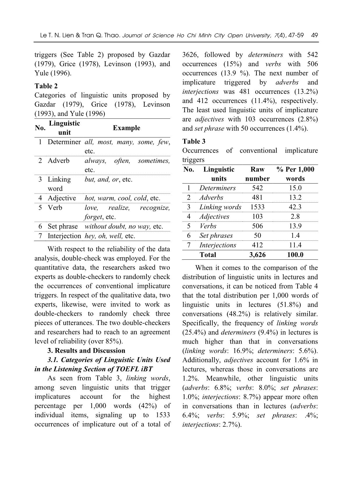 The use of linguistic units and their implicatures in the listening section of toefl iBT test trang 3